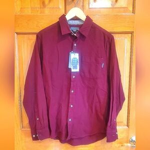 Men's Burgundy Eddie Bauer Bristol Flannel Button Down Shirt
